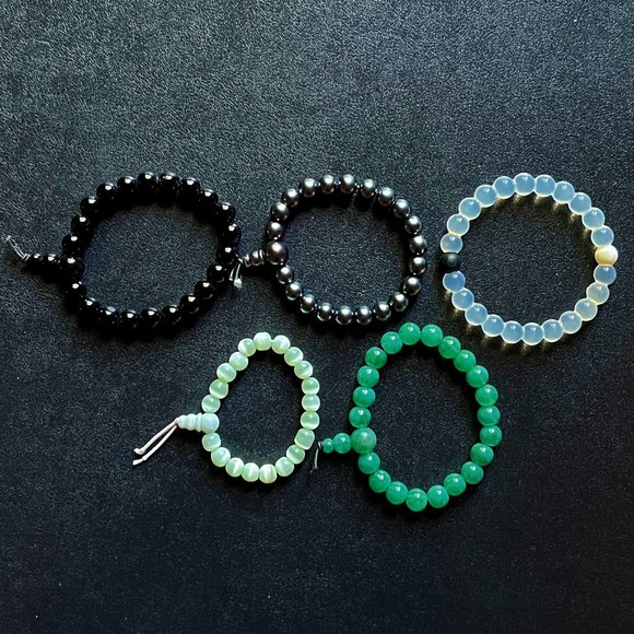 Unisex Gemstone Stretch Bead 5-Bracelet Bundle - Picture 7 of 7